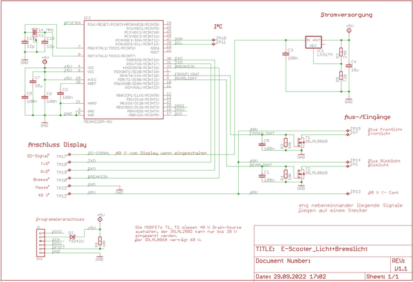 E-Scooter Licht+Bremslicht V2